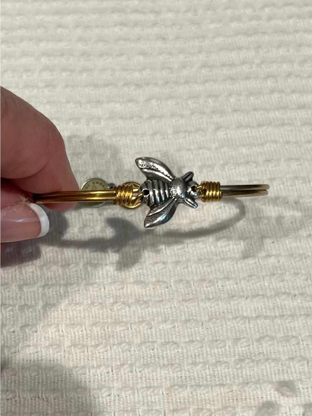 Luca + Danni Bee Kind Bangle Bracelet, Petite, LNWB, Brass and Silvertone